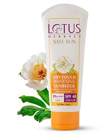 Lotus Herbals Safe Sun Dry Touch Whitening Sunblock Cream SPF 40 - 100 g