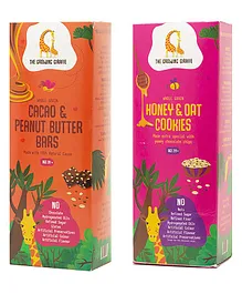 The Growing Giraffe Cacao Peanut Butter Bars Honey and Oat Cookies Combo Pack - 200 gm Each 