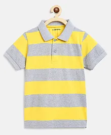 Campana Half Sleeves Striped Polo Tee - Grey & Yellow