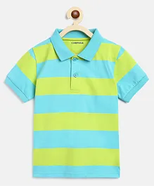Campana Half Sleeves Striped Polo Tee - Blue & Green