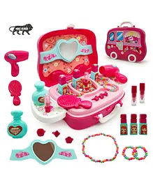 NHR Make Up Case and Cosmetic Set Pink - 18 Pieces