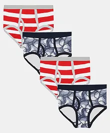 MTB Printed & Striped Pack Of 4 Briefs - Multicolor
