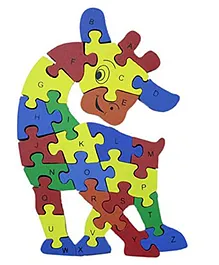 HNT Kids Giraffe Shape Alphabets and Numbers Wooden Jigsaw Puzzle - 26 Pieces