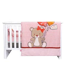 Infantso Premium Crib Bedding Set Teddy Bear Print Large Pack of 7 - Pink