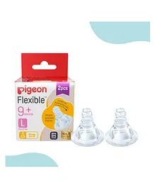Pigeon Peristaltic Large Size Nipple Pack of 2 - White