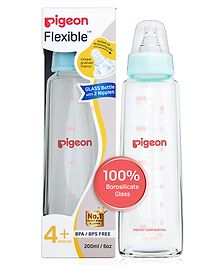 Pigeon Glass Feeding Bottle with Nipples Blue - 200 ml