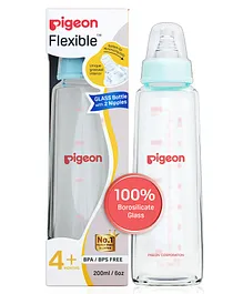 Pigeon Glass Feeding Bottle with Nipples Blue - 200 ml