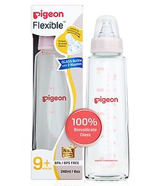 Pigeon Anti Colic Glass Feeding Bottle Pink - 240 ml