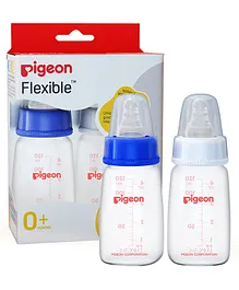 Pigeon Peristaltic Feeding Bottle Nipple Size Small Pack of 2 Blue White - 120 ml each