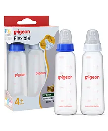 Pigeon Peristaltic Feeding Bottle Nipple Size Medium Pack of 2 Blue White - 200 ml each