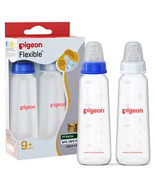 Pigeon Peristaltic Feeding Bottle Nipple Size Large Pack of 2 Blue White - 240 ml each
