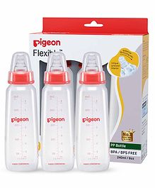 Pigeon Peristaltic Feeding Bottle Nipple Size Large Pack of 3 Red - 240 ml each