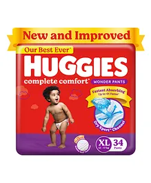 Huggies Complete Comfort Wonder Pants, Extra Large (XL), Size Baby Diaper Pants with 5 in 1 Comfort - 34 Pieces