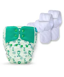 Bumberry Baby Pocket Diaper 2.0 Waterproof Reusable & Adjustable Cloth Diaper with Wetfree Lining & 2 Extralong Wetfree Insert - Fuzzy Fox