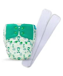 Bumberry Baby Pocket Diaper 2.0 Waterproof Reusable & Adjustable Cloth Diaper with Wetfree Lining & 2 Extralong 100% Cotton Insert - Fuzzy Fox