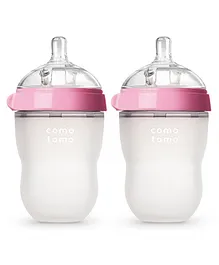 Comotomo Silicone Feeding Bottle Pink Pack of 2 - 250 ml