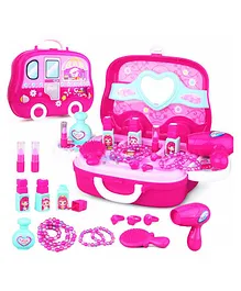 FunBlast Pretend Play Makeup Accessories With Carry Suitcase Kit Pink - 19 Pieces