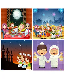Fiddlys Wooden Eid Festival Jigsaw Puzzles Pack of 4 - 9 Pieces Each