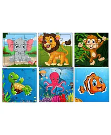 Fiddlys Wooden Jigsaw Puzzles Pack of 6 - 9 Pieces Each