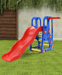 Kids Slide with Basketball Hoop - Red