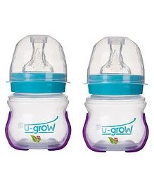 U-grow Heat Sensitive Anti Colic Wide Neck Feeding Bottle Pack of 2 - 120 ml - Turquoise