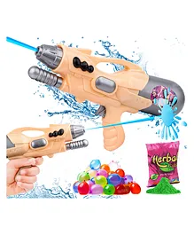Fiddlerz Water Gun Toy for Kids with High Pressure Holi Pichkari 1 Pkt Holi Gulal & 100 Water Balloons Summer Pool Party Toys (Random color)