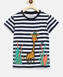Li'L tomatoes Half Sleeves Striped T-Shirt With A Surprise Gift Pen - Navy White