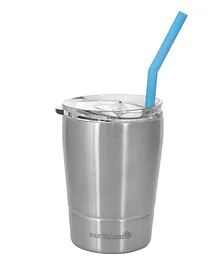 Earthism Double Wall Insulated Stainless Steel Sipper Tumbler Silver Blue - 250 ml