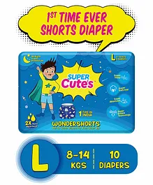 Super Cute's Premium Shorts Style Pant Diaper for Baby Boys (Large)Protection Upto 12 Hours with No Leakage - Pack of 10