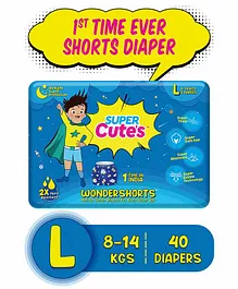 Super Cute's Premium Shorts Style Pant Diaper for Baby Boys (Large) Protection Upto 12 Hours with No Leakage - Pack of 40
