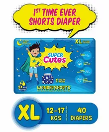 Super Cute's Premium Shorts Style Pant Diaper for Baby Boys (Extra Large) Protection Upto 12 Hours with No Leakage - Pack of 40