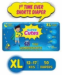Super Cute's Premium Shorts Style Pant Diaper for Baby Boys (Extra Large) Protection Upto 12 Hours with No Leakage - Pack of 50