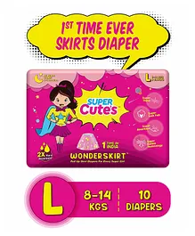 Super Cute's Premium Skirts Style Pant Diaper for Baby Girls (Large) Protection Upto 12 Hours with No Leakage - Pack of 10