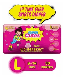 Super Cute's Pant Style Premium Diaper with Disposable Skirt Large - 50 Pieces