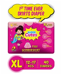 Super Cute's Premium Skirts Style Pant Diaper for Baby Girls (Extra Large) Protection Upto 12 Hours with No Leakage - Pack of 40