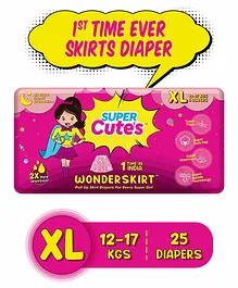 Super Cute's Premium Skirts Style Pant Diaper for Baby Girls (Extra Large) Protection Upto 12 Hours with No Leakage - Pack of 25