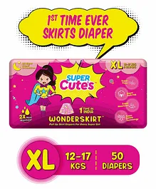 Super Cute's Premium Skirts Style Pant Diaper for Baby Girls (Extra Large) Protection Upto 12 Hours with No Leakage - Pack of 50