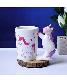 A Vintage Affair Mug with Unicorn Handle White Purple - 400 ml