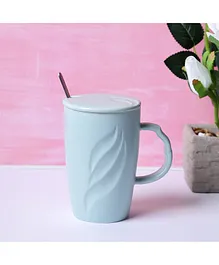 A Vintage Affair Pastel Coffee Mug with Spoon & Lid Light Blue - 400 ml