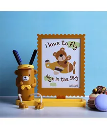 A Vintage Affair Teddy Desk Organizer & Photo Frame Set - Brown