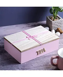 A Vintage Affair Wooden Tea Storage Gift Box - Pink Brown