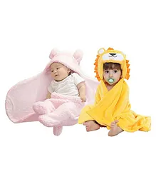 My NewBorn Hooded & Wearable Blankets Pack of 2 - Yellow Pink