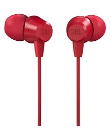 JBL C50HI In-Ear Wired Headphones with Mic - Red