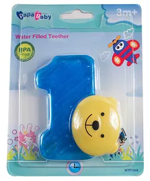 Ole Baby One Shaped Water Filled Teether with Rattle Toy - Blue