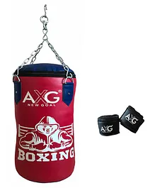 AXG New Goal Unfilled Series Punching Bag With Boxing Hand Wraps - Red