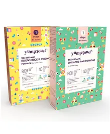 Yumicious Organic Sprouted Ragi and Brown Rice & Moong Porridge Combo - 250 gm Each