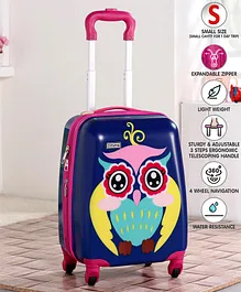Babyhug Kid's Expandable Trolley Bag Owl Print Blue - 18 Inches