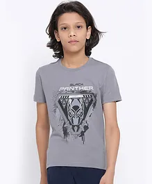 Indian Terrain Half Sleeves Black Panther Print Tee - Dark Grey