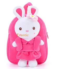 Frantic Velvet School Bag Bunny Design Pink - Height 13.3 Inches