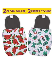 Bembika Reusable Pocket Cloth Diapers With Bamboo Charcoal Inserts Pack of 2 - Multicolour
